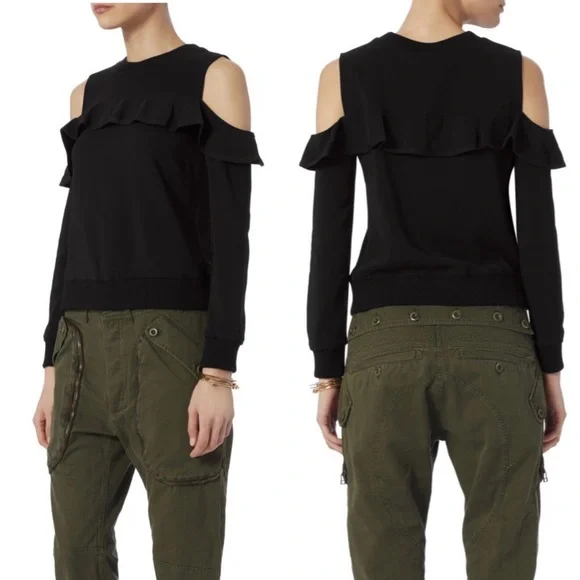 A.L.C. Lindsey Ruffle Cold Shoulder Top Black Women’s 0 - Picture 16 of 16